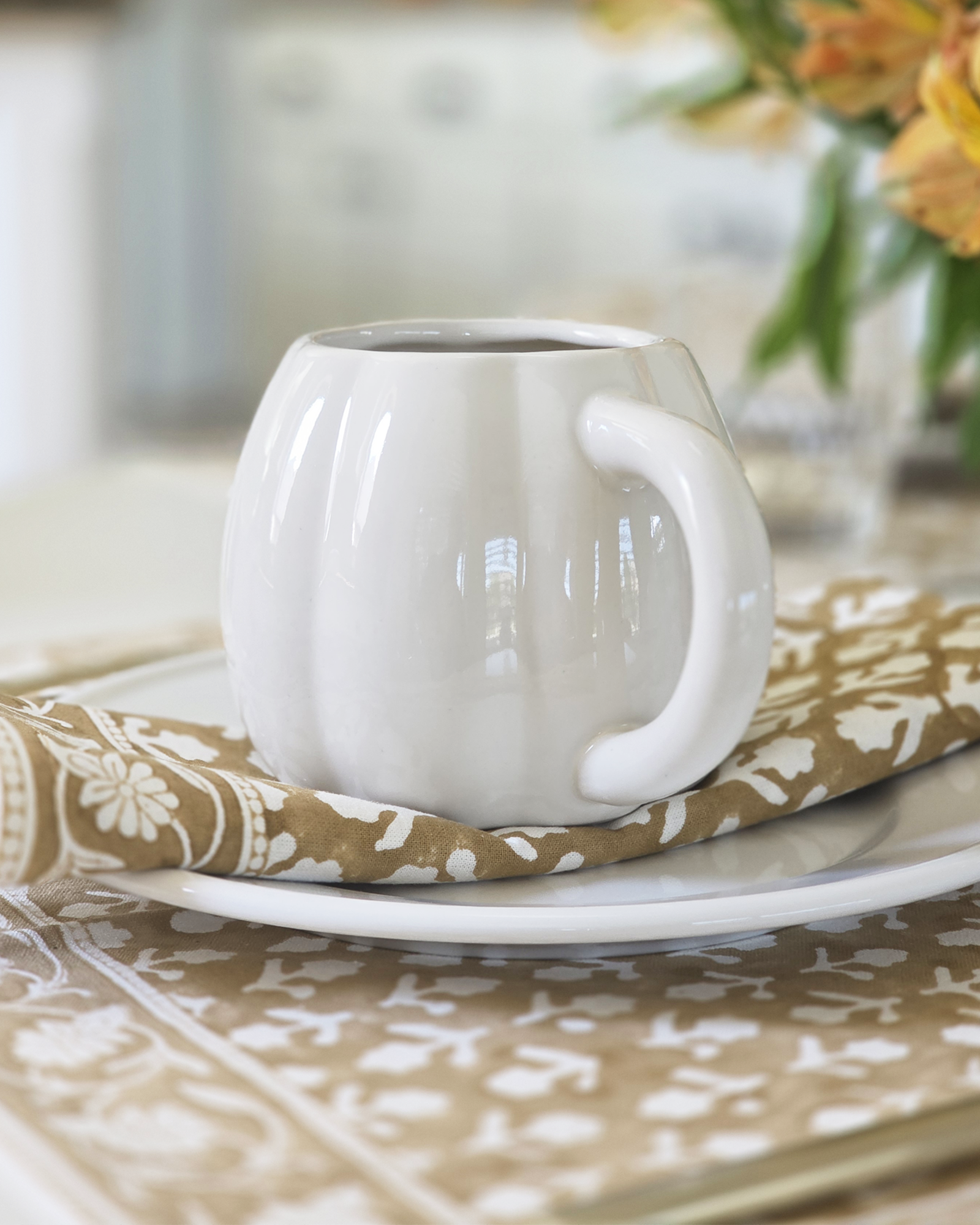 Cotton Hand-Block-Printed Placemats – Charlotte Caramel, Set of 4