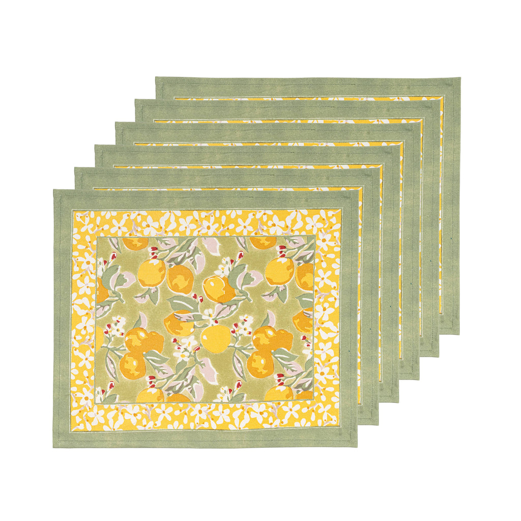 Citron Blossom Cotton Placemats — Set of 4