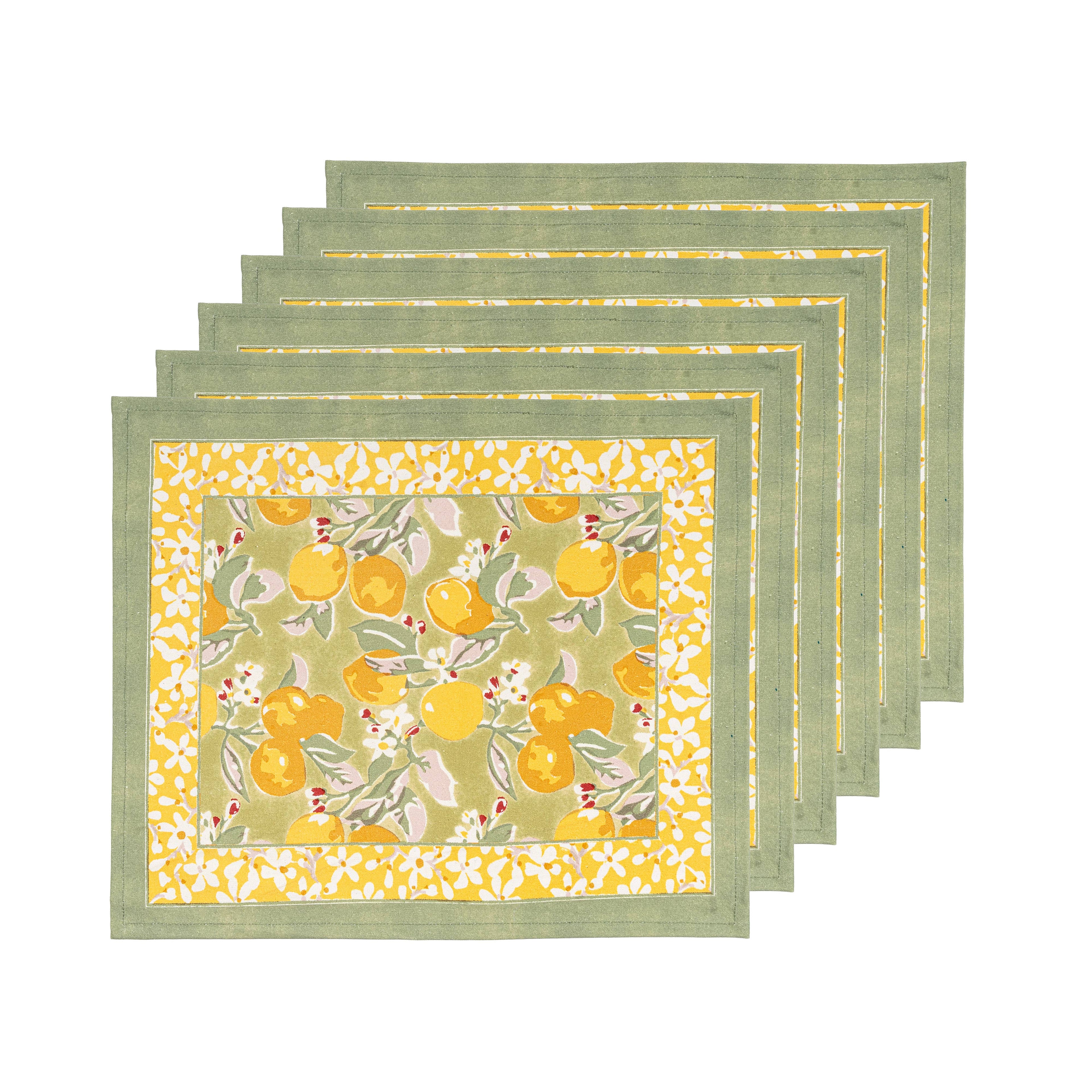 Citron Blossom Cotton Placemats — Set of 4