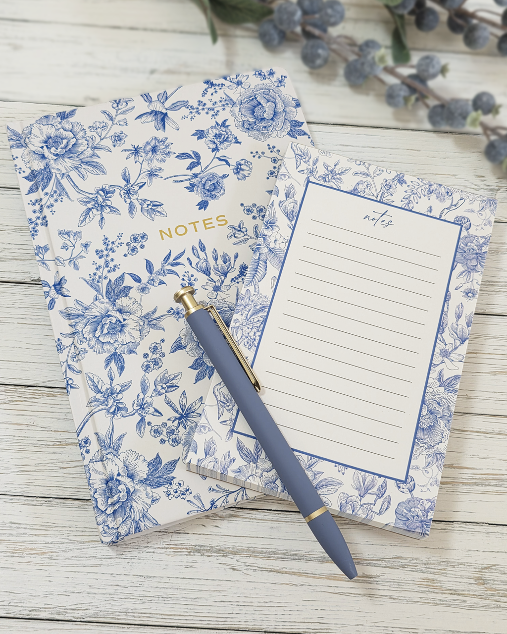 Blue Delft Notes Journal — Gold Foil Hardcover