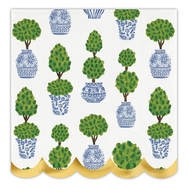 Topiary Scalloped Paper Cocktail Napkins — Set of 3