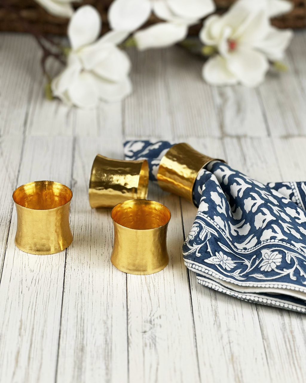 Hammered Gold Cuff Napkin Rings – Essential Elegance, Set of 4
