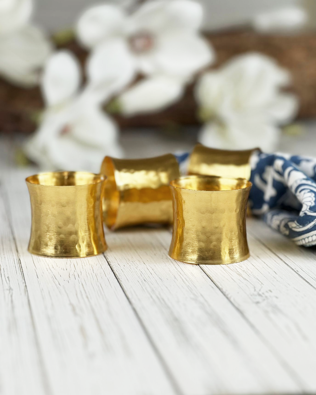 Hammered Gold Cuff Napkin Rings – Essential Elegance, Set of 4
