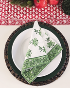 Cotton Hand-Block-Printed Napkins – Lilibet Green Buti, Set of 4