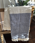 Everyday Herringbone Throw – Natural & Navy