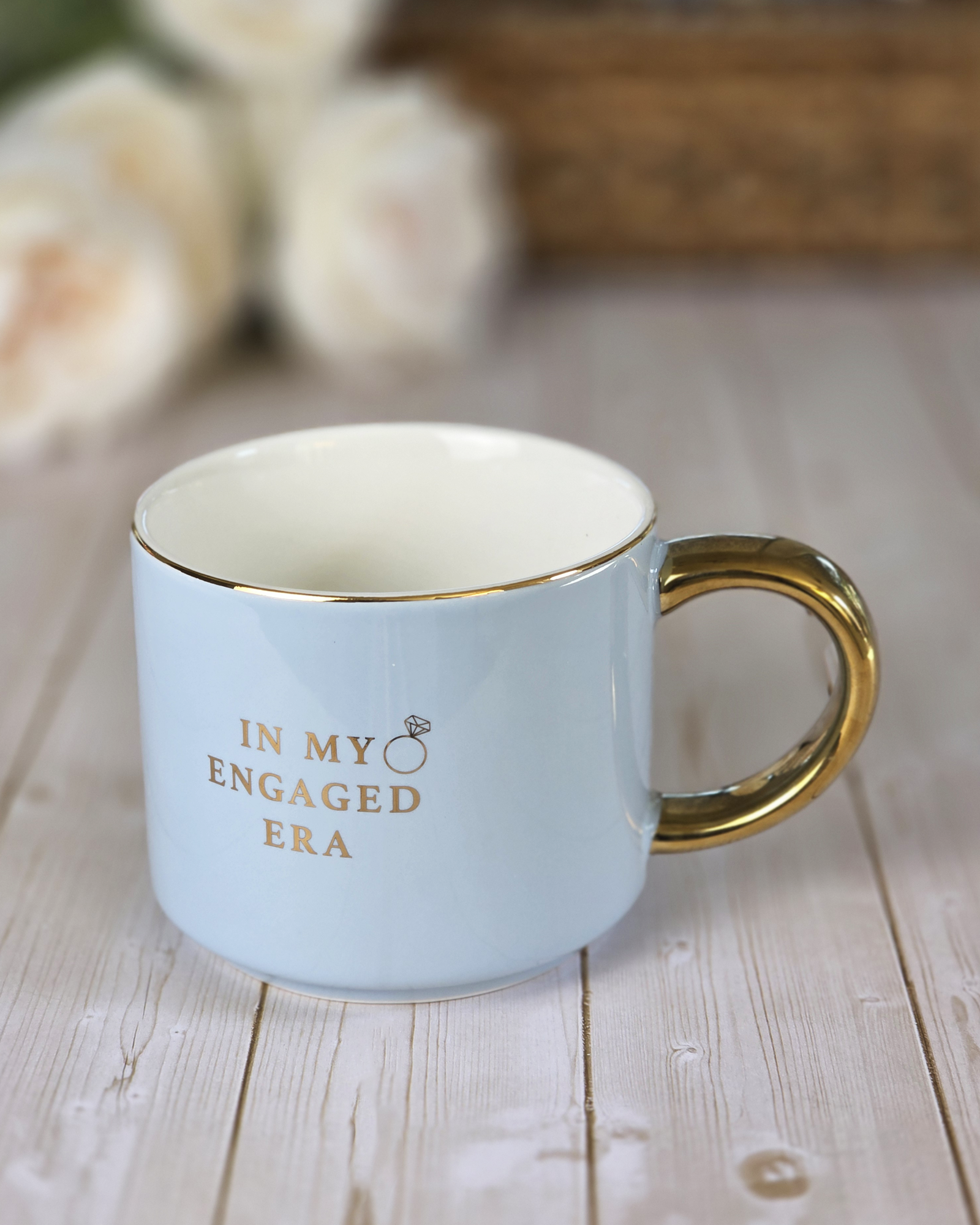 In My Engaged Era Fine Bone China Mug — Blue & Gold