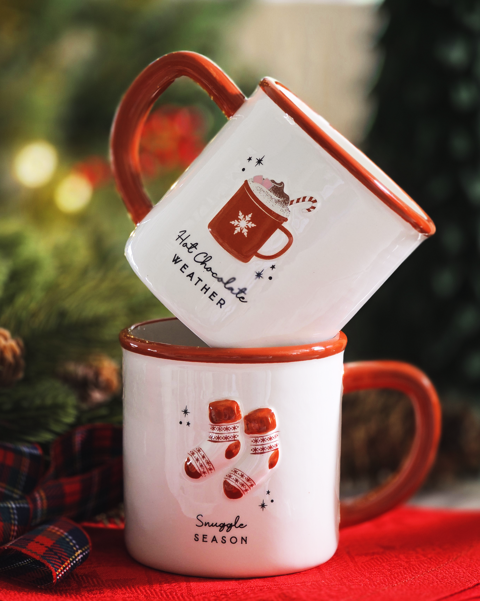 Snuggle Season Holiday Mug — Red Rim Stoneware