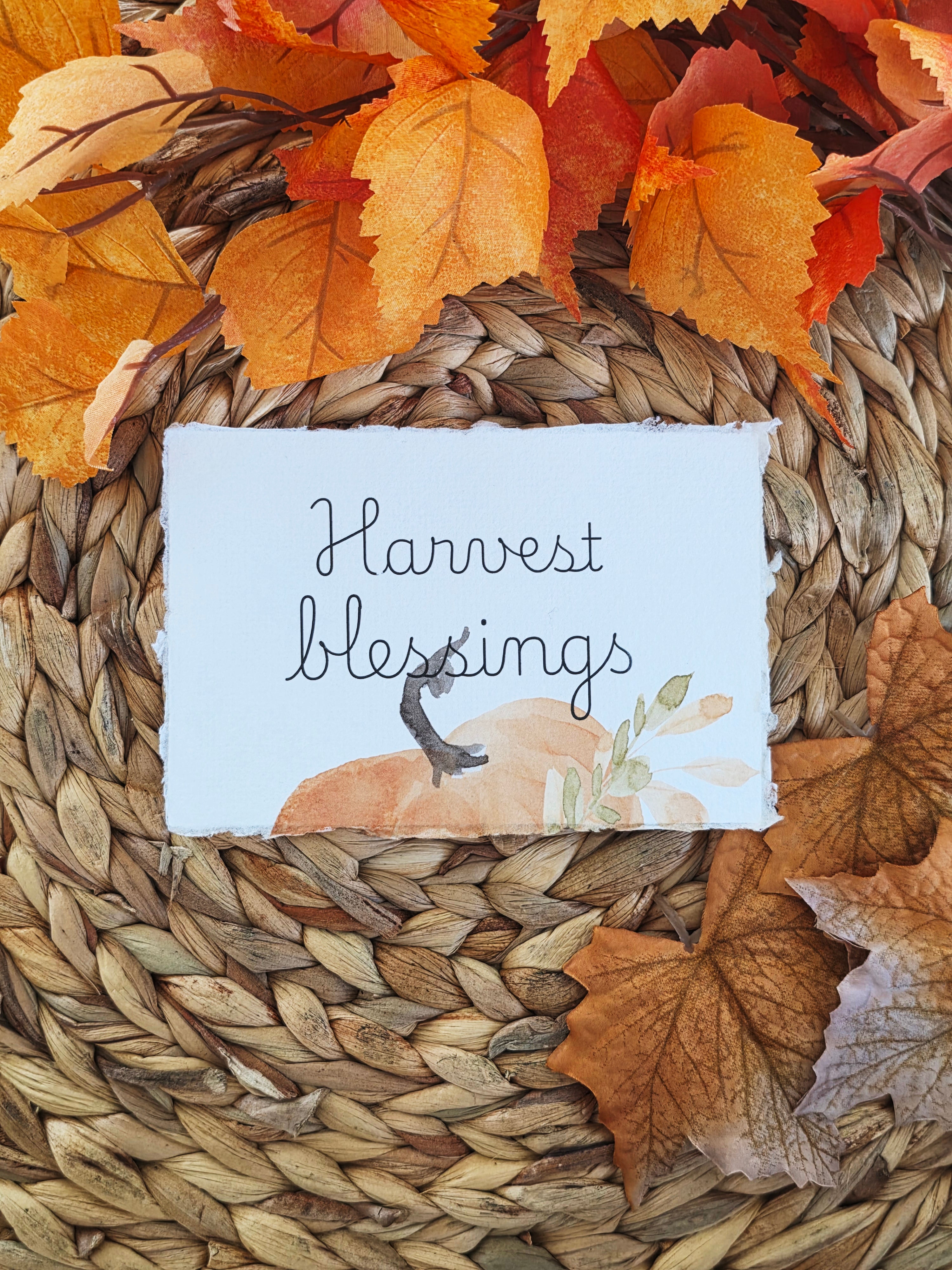 "Harvest Blessings" - Inspirational Seasonal Prints on Cotton Deckle-Edge Handmade Paper