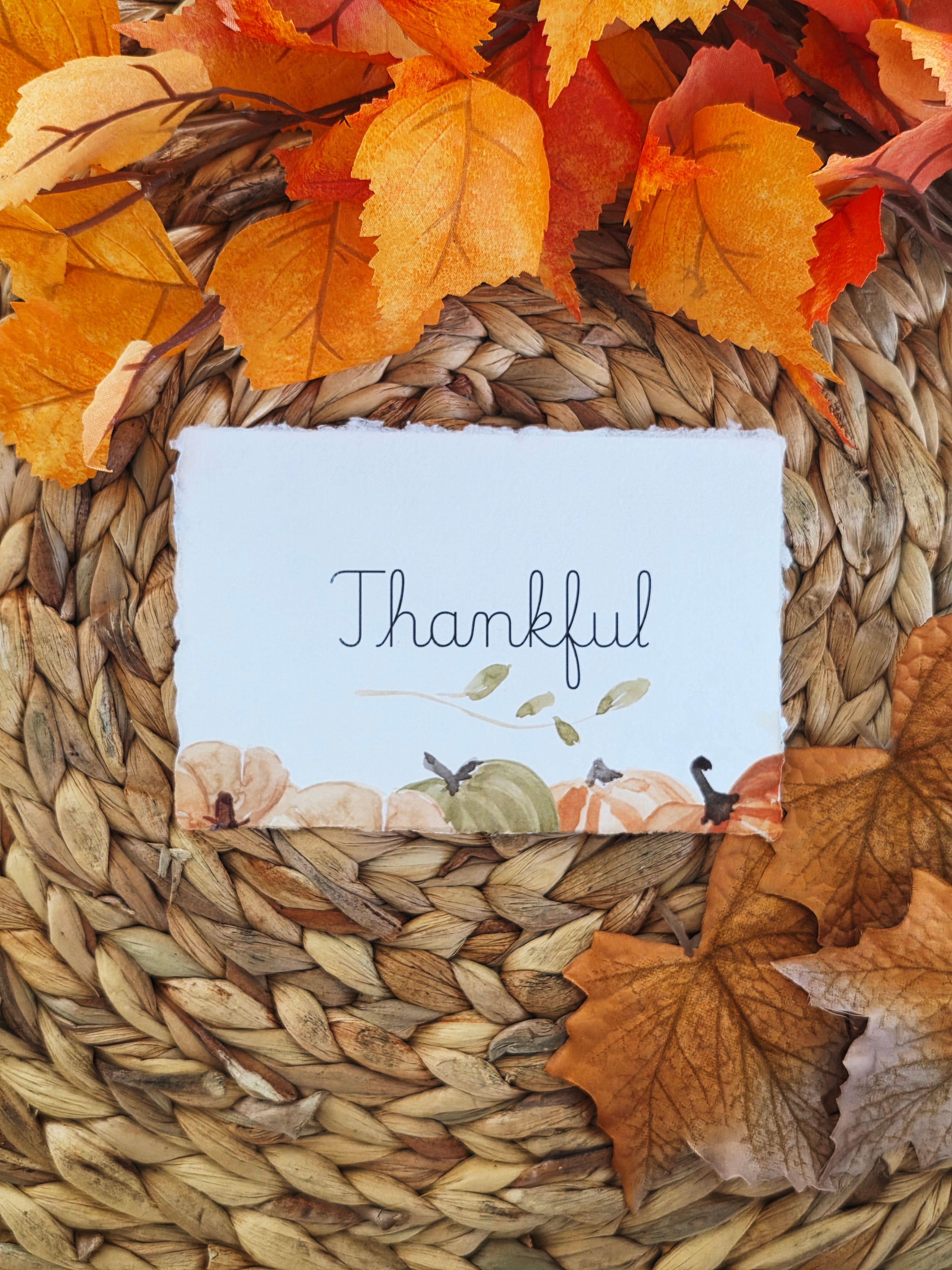 "Thankful" - Inspirational Seasonal Prints on Cotton Deckle-Edge Handmade Paper