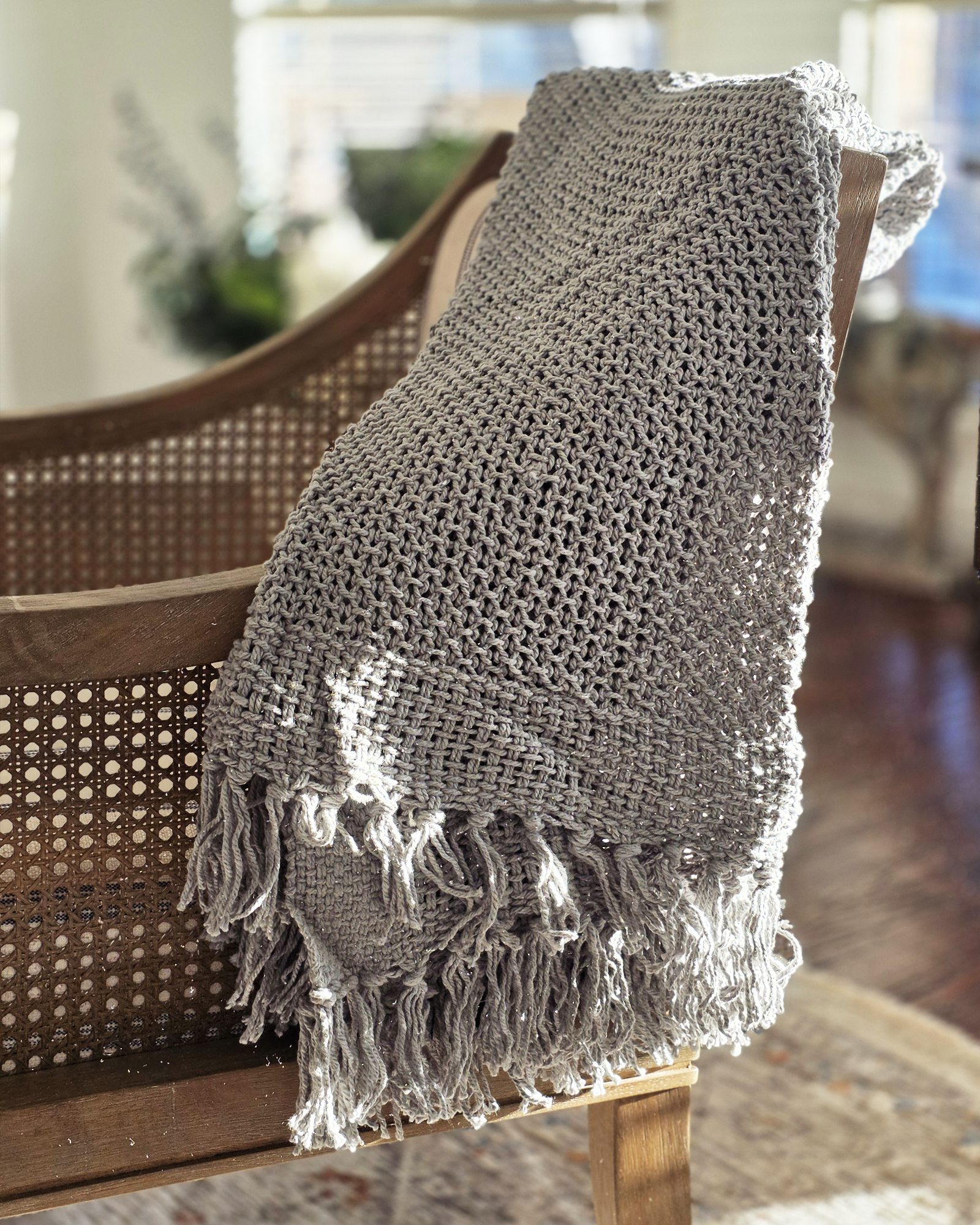 Everyday Open Knit Throw – Mist