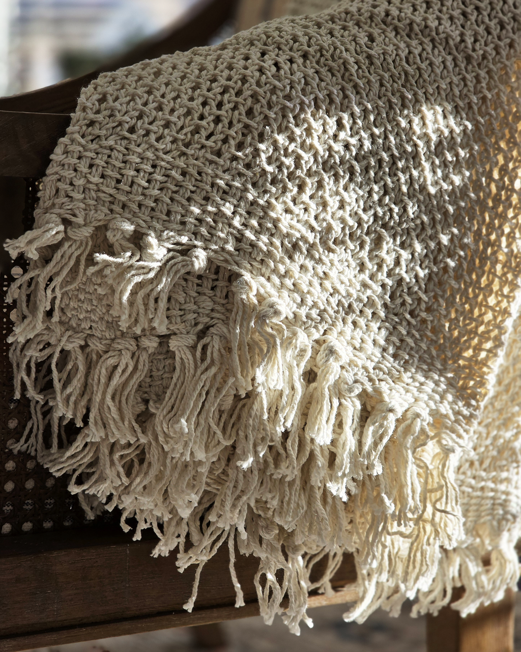 Everyday Open Knit Throw – Natural