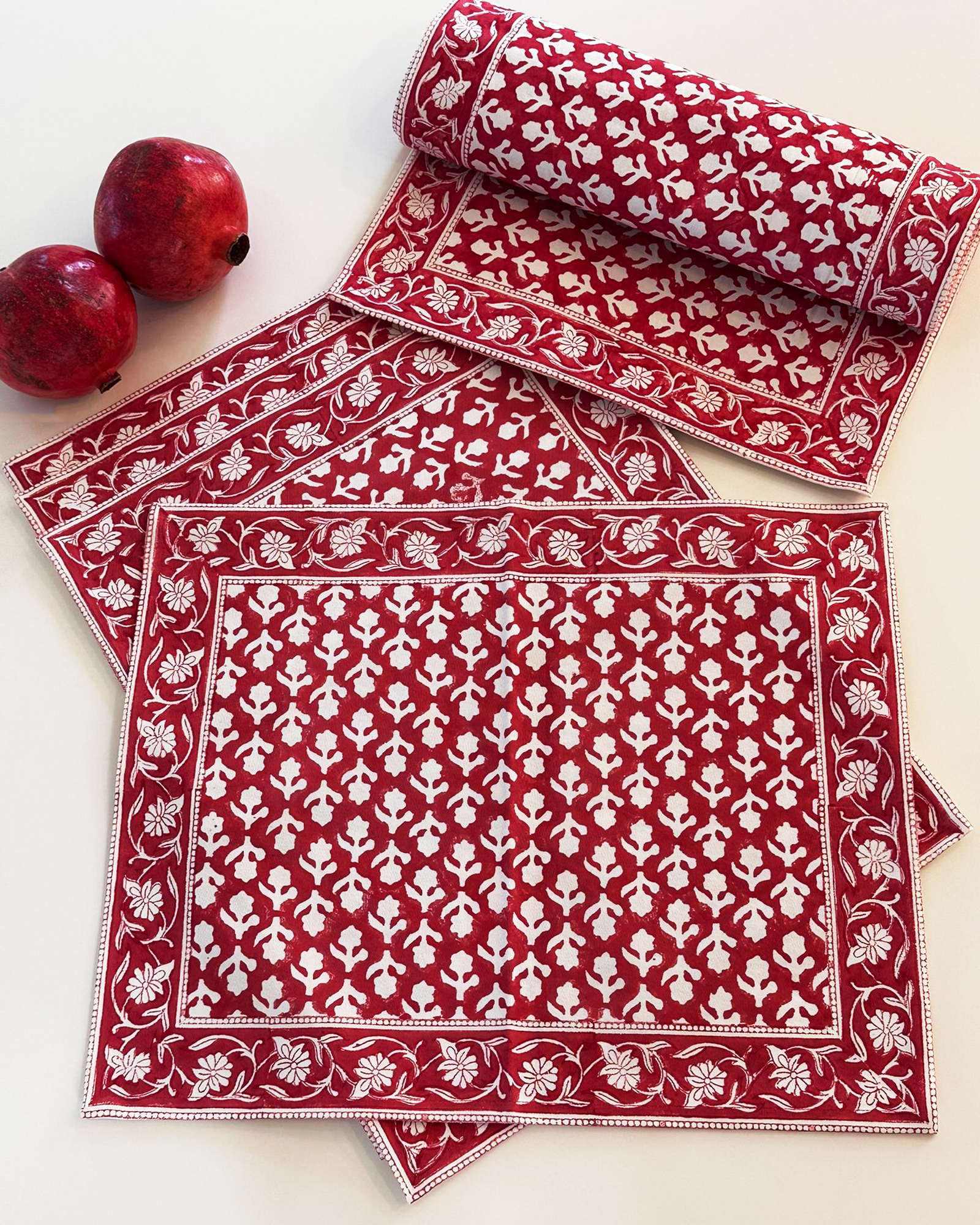 Cotton Hand-Block-Printed Placemats – Charlotte Berry, Set of 4