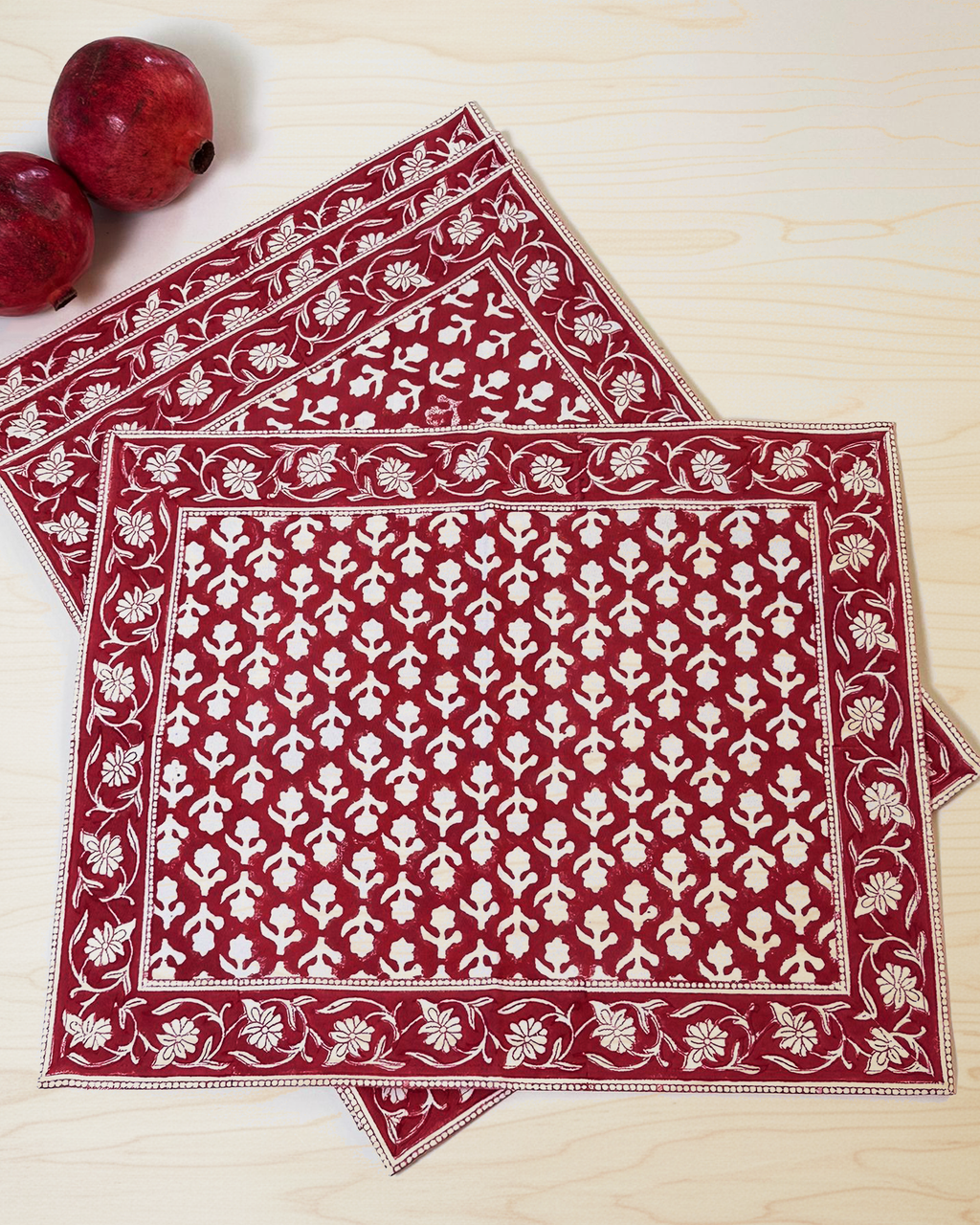 Cotton Hand-Block-Printed Placemats – Charlotte Berry, Set of 4