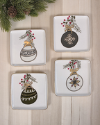 Holiday Ornament Appetizer Plate Set — Green & Gold