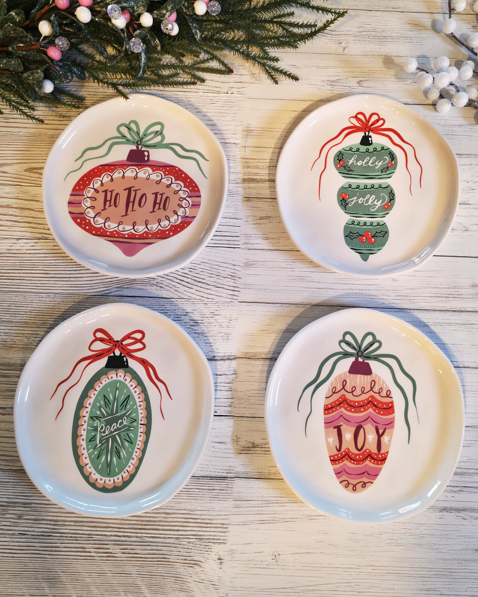 Christmas Ornament Snack Plate Set of 4 — Multi-Color