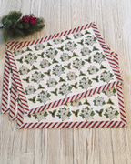 Holiday Poinsettia Block-Printed Placemats — Set of 4