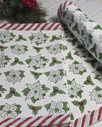 Holiday Poinsettia Block-Printed Placemats — Set of 4