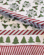 Holiday Poinsettia Block-Printed Table Runner