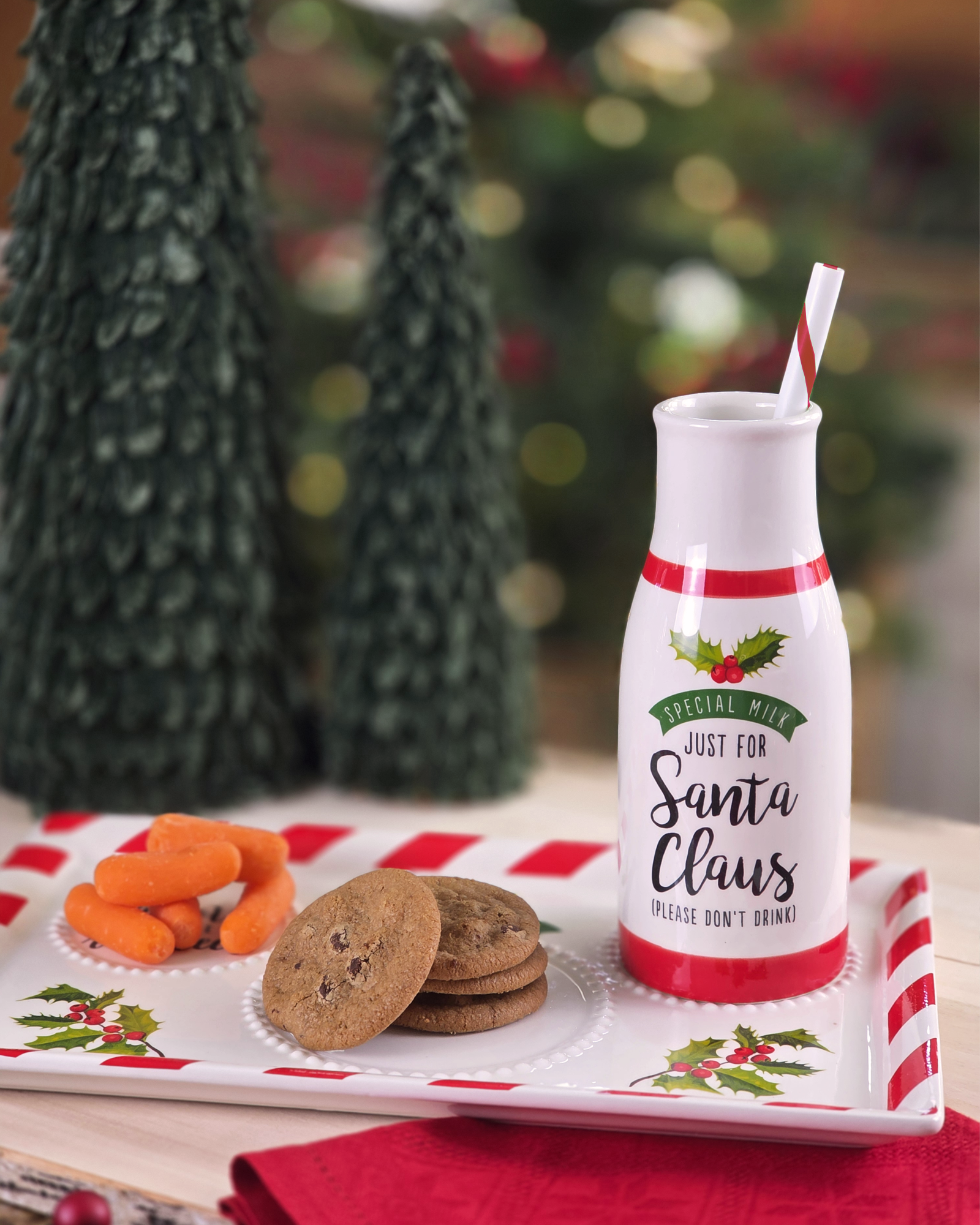 Santa Cookie Plate Set — Red & Holly Green