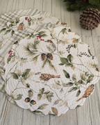 Mira Songbird Round Quilted Placemats  Set of 4 – Reversible Quilted