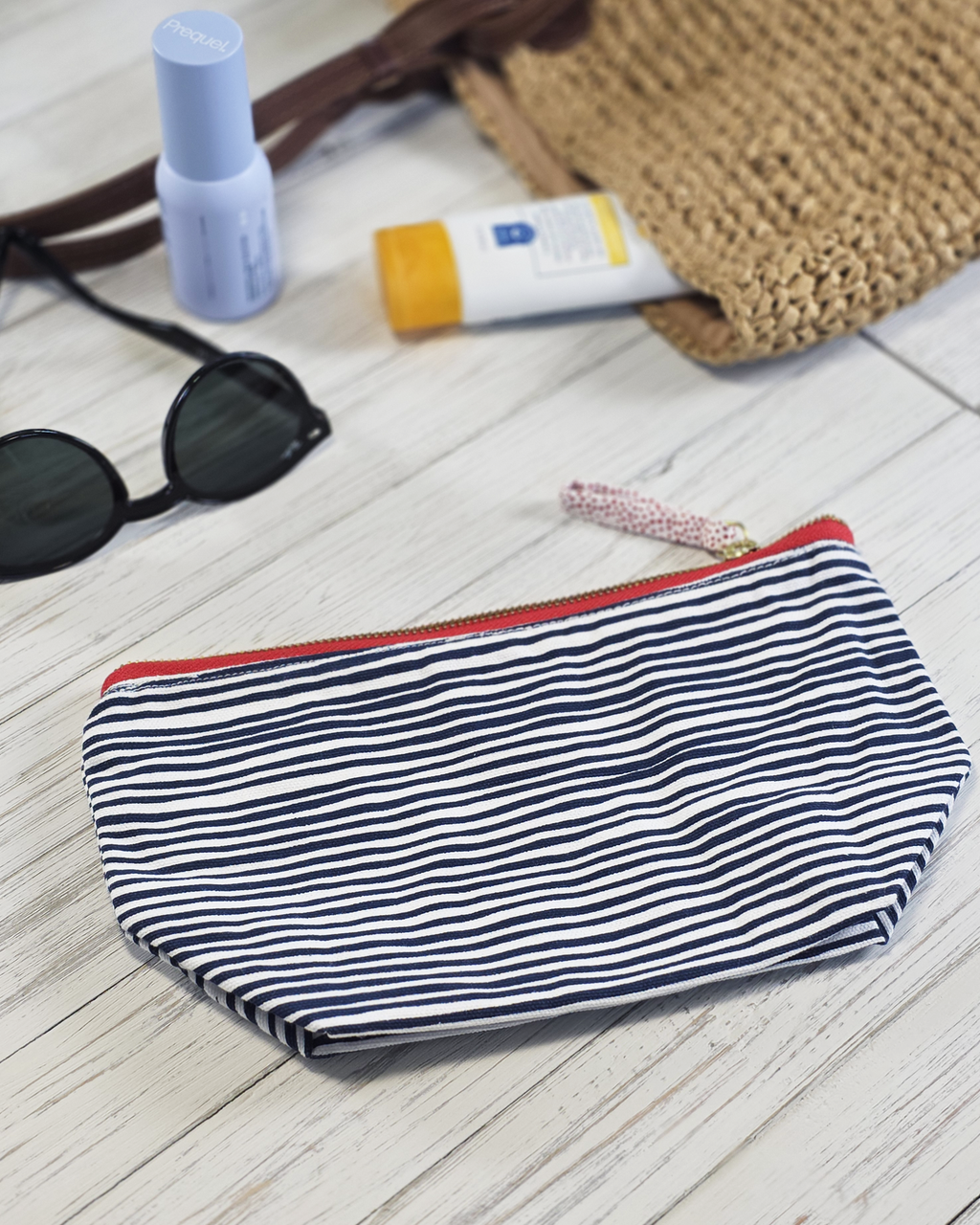 Coastal Stripe Canvas Pouch