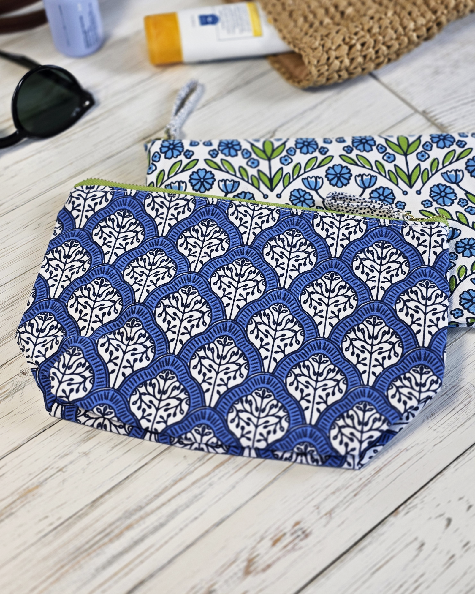 Mediterranean Blue Canvas Pouch