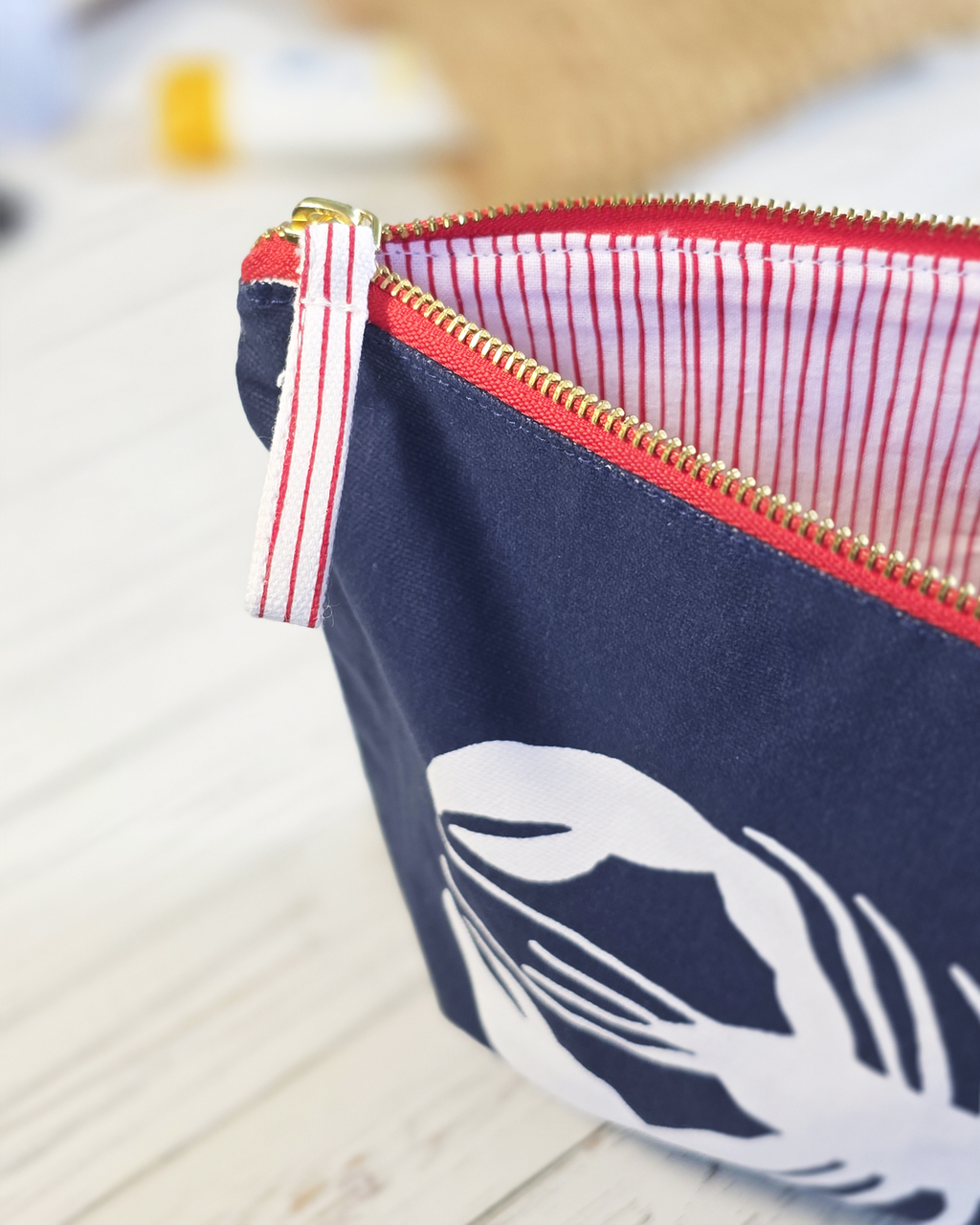 Coastal Lobster Large Canvas Pouch