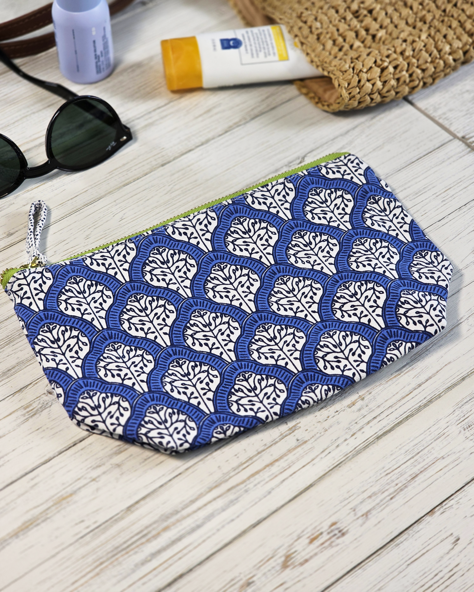 Mediterranean Blue Canvas Pouch