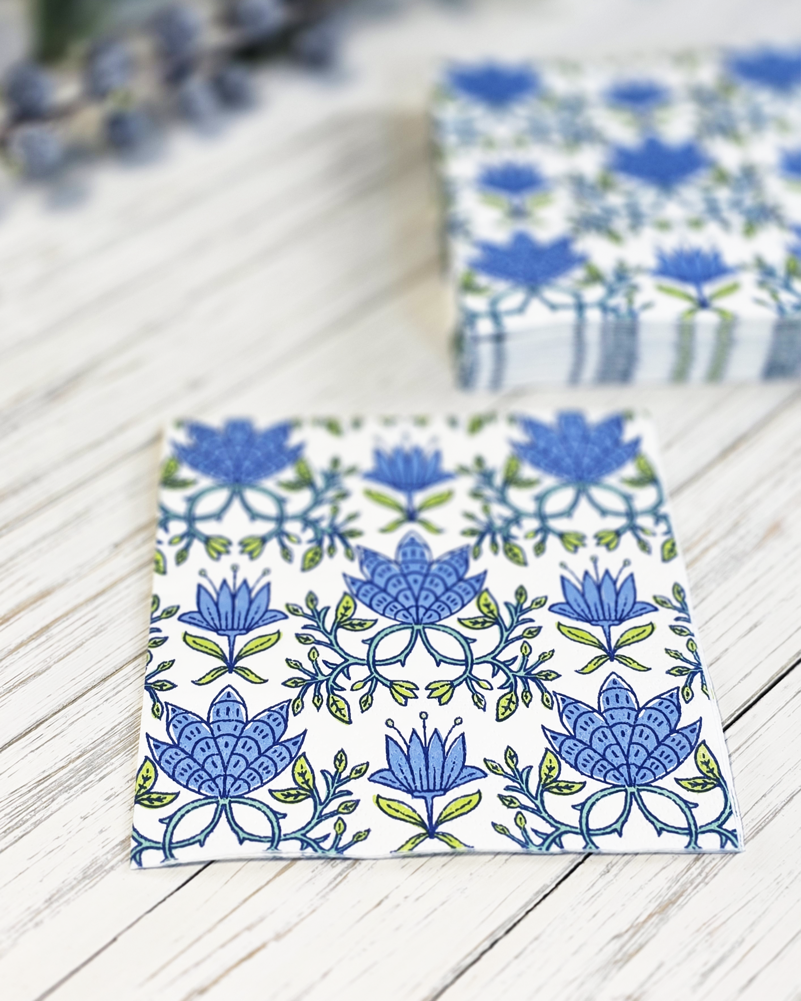 Tilly Blue Cocktail Napkins — Set of 4 Packs