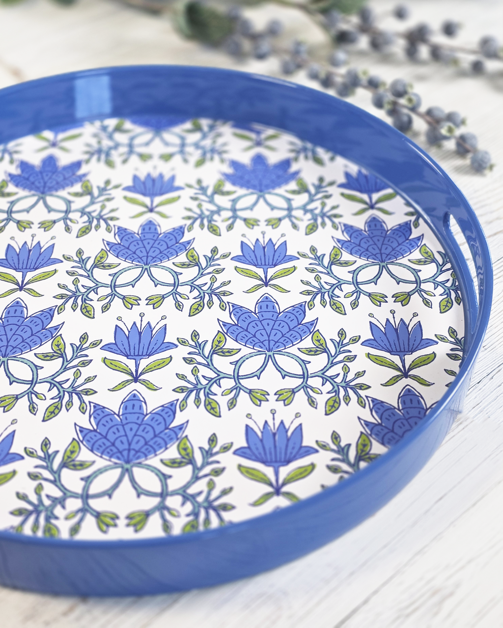 Tilly Blue — Lacquer Round Serving Tray