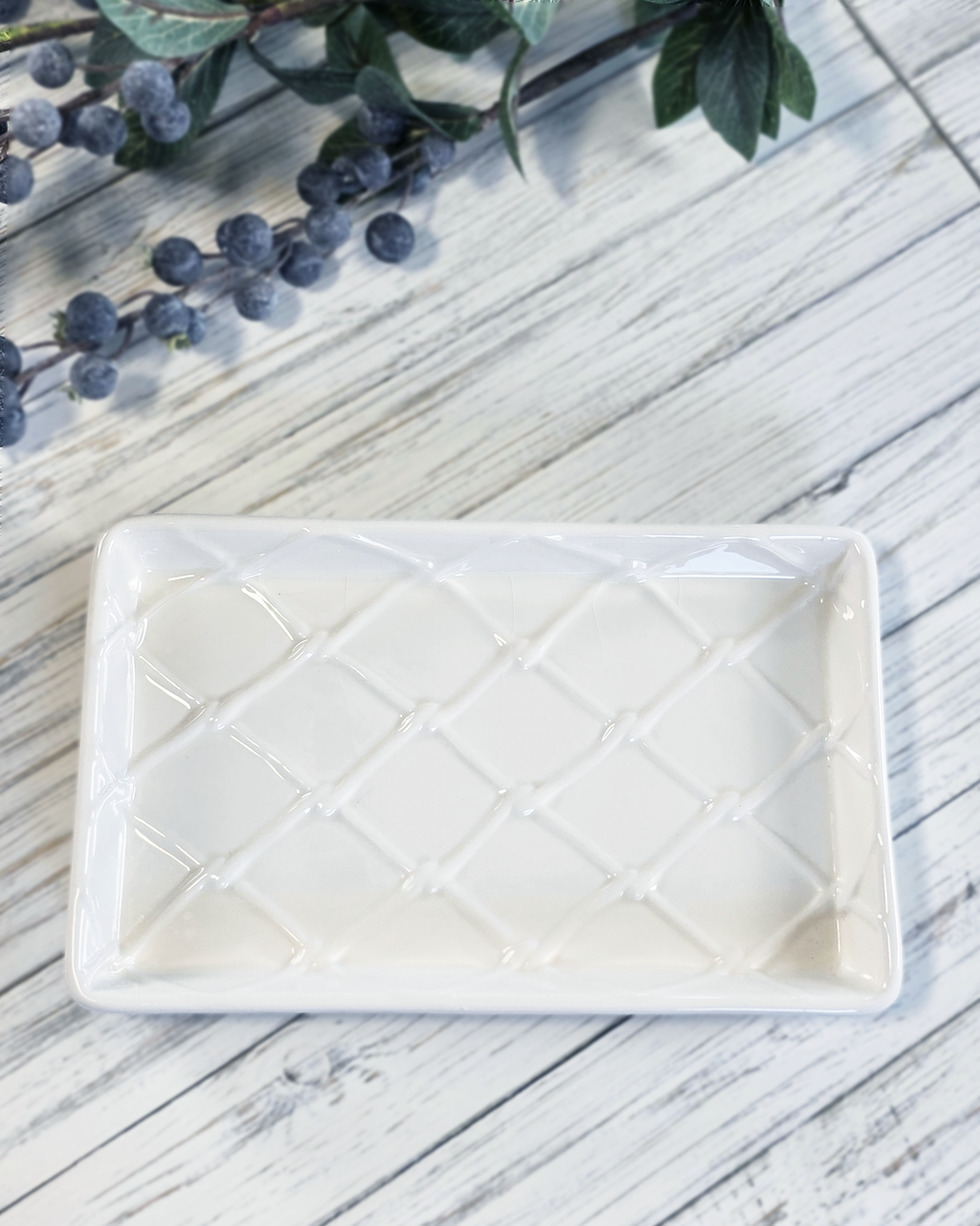 White Textured Ceramic Tray