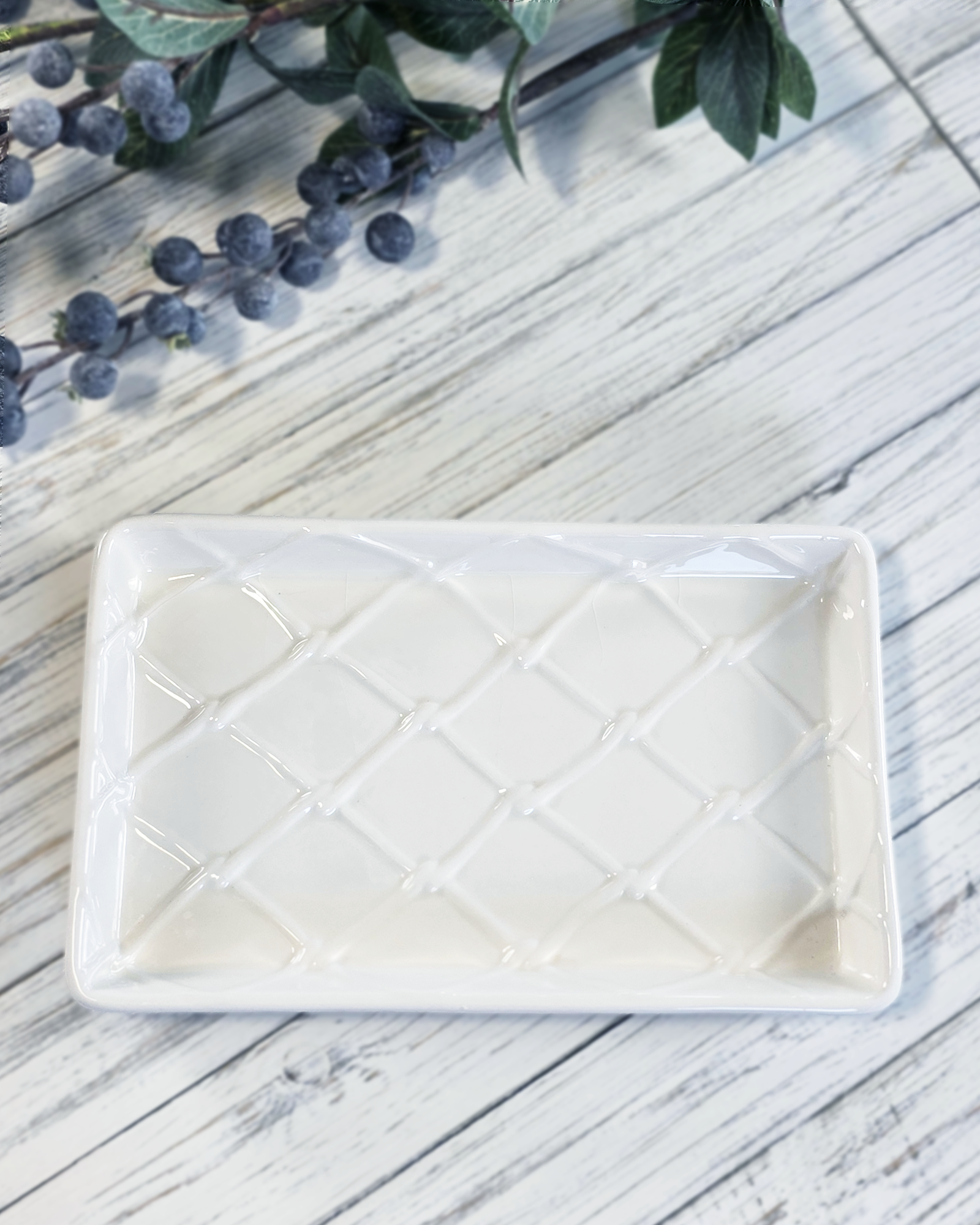 White Textured Ceramic Tray