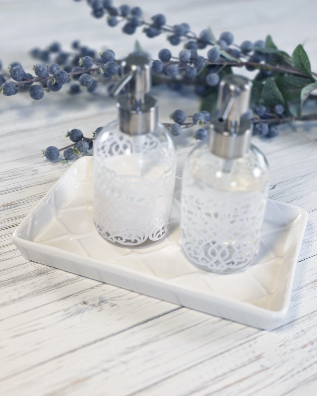 White Textured Ceramic Tray