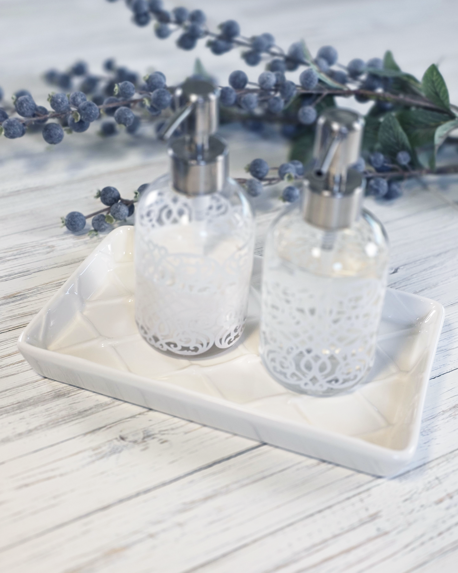 White Textured Ceramic Tray