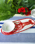 Coastal Lobster Melamine Serving Tray with Dip Bowl