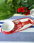 Coastal Lobster Melamine Serving Tray with Dip Bowl
