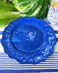 Indigo Scalloped Melamine Dinner Plates — Set of 4