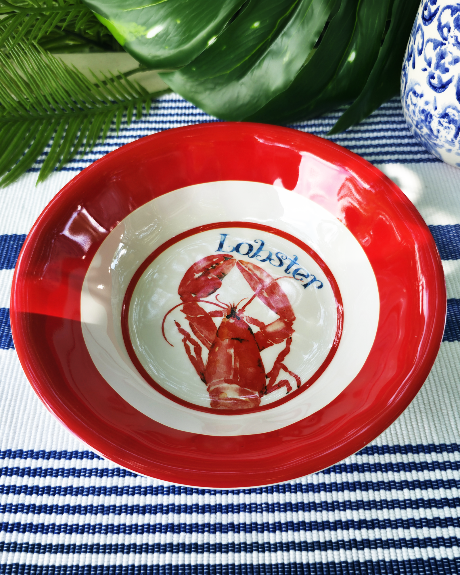 Coastal Lobster Melamine Bowls — Set of 4