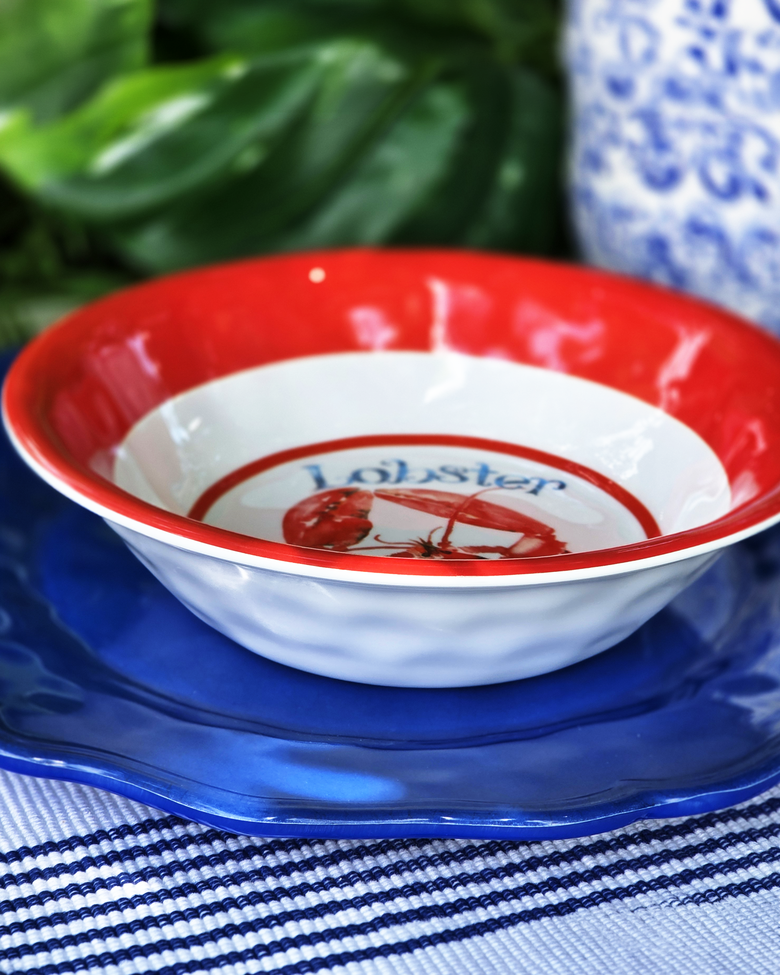 Coastal Lobster Melamine Bowls — Set of 4