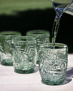 Palm Leaf Crystal Highball Glasses — Set of 4