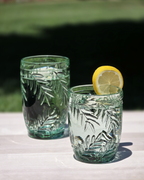 Palm Leaf Crystal Highball Glasses — Set of 4