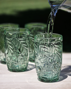 Palm Leaf Green Double Old Fashioned Glasses — Set of 4