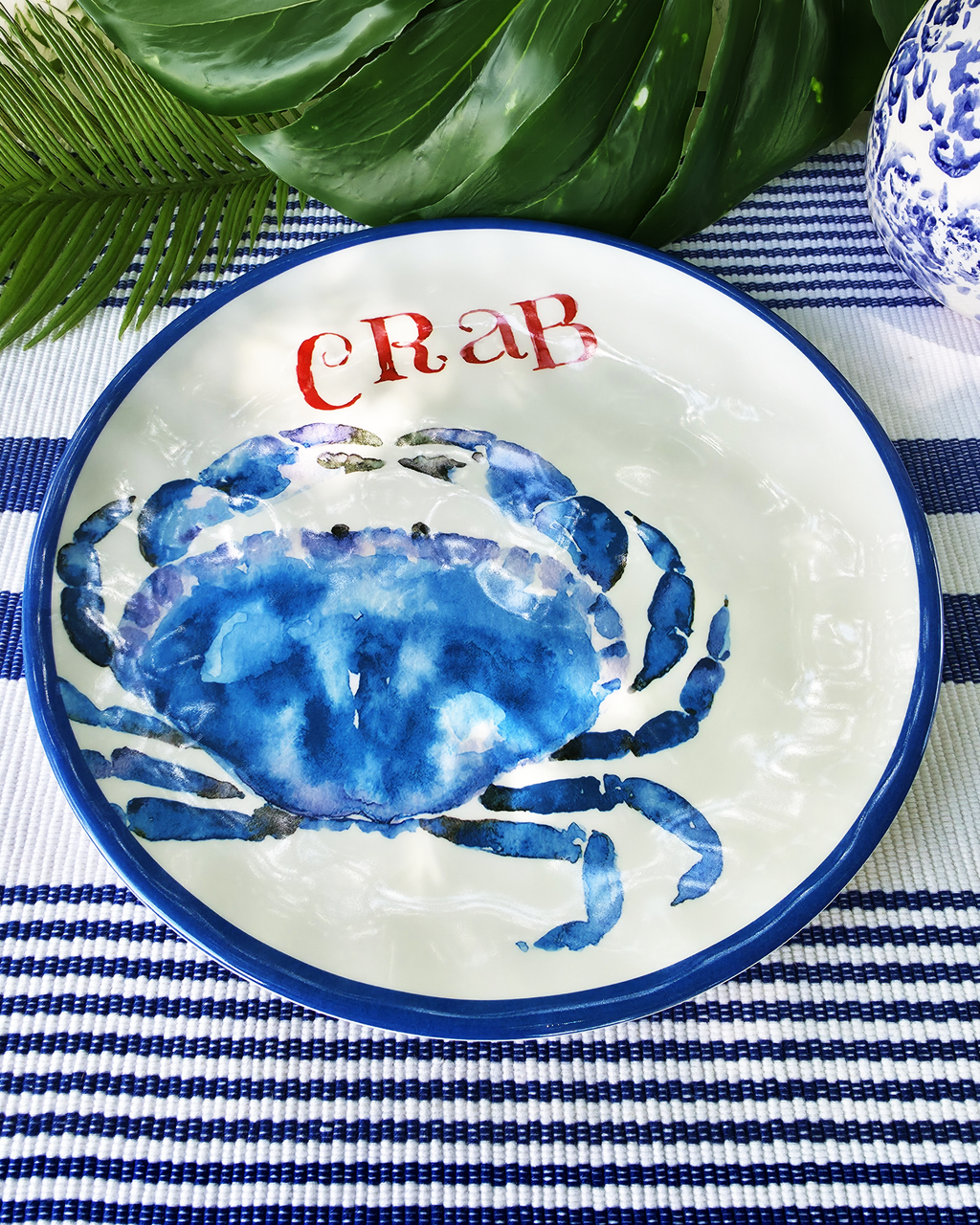 Coastal Crab Melamine Salad Plates — Set of 4