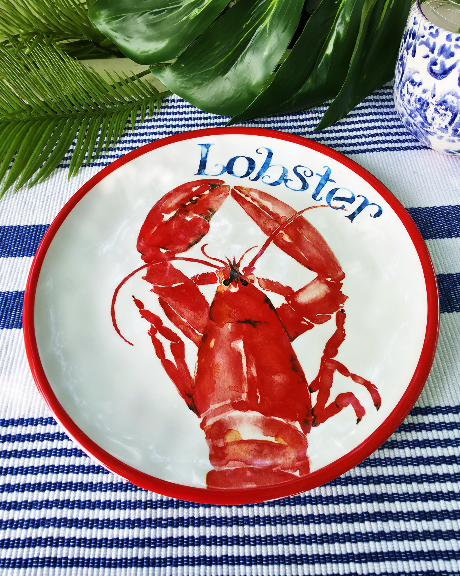 Coastal Lobster Melamine Salad Plates — Set of 4