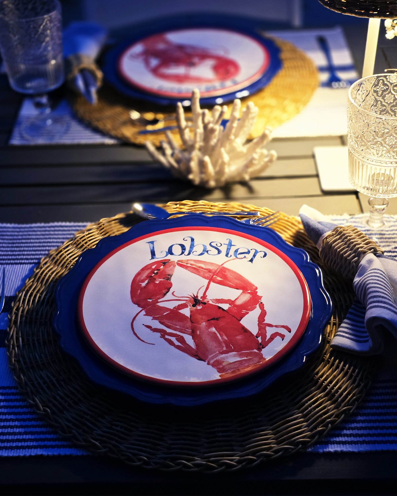 Coastal Lobster Melamine Salad Plates — Set of 4