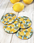 Lemon Blossoms Coasters — Set of 4