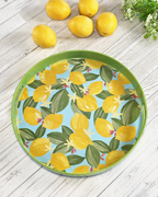 Lemon Blossoms — Lacquer Round Serving Tray