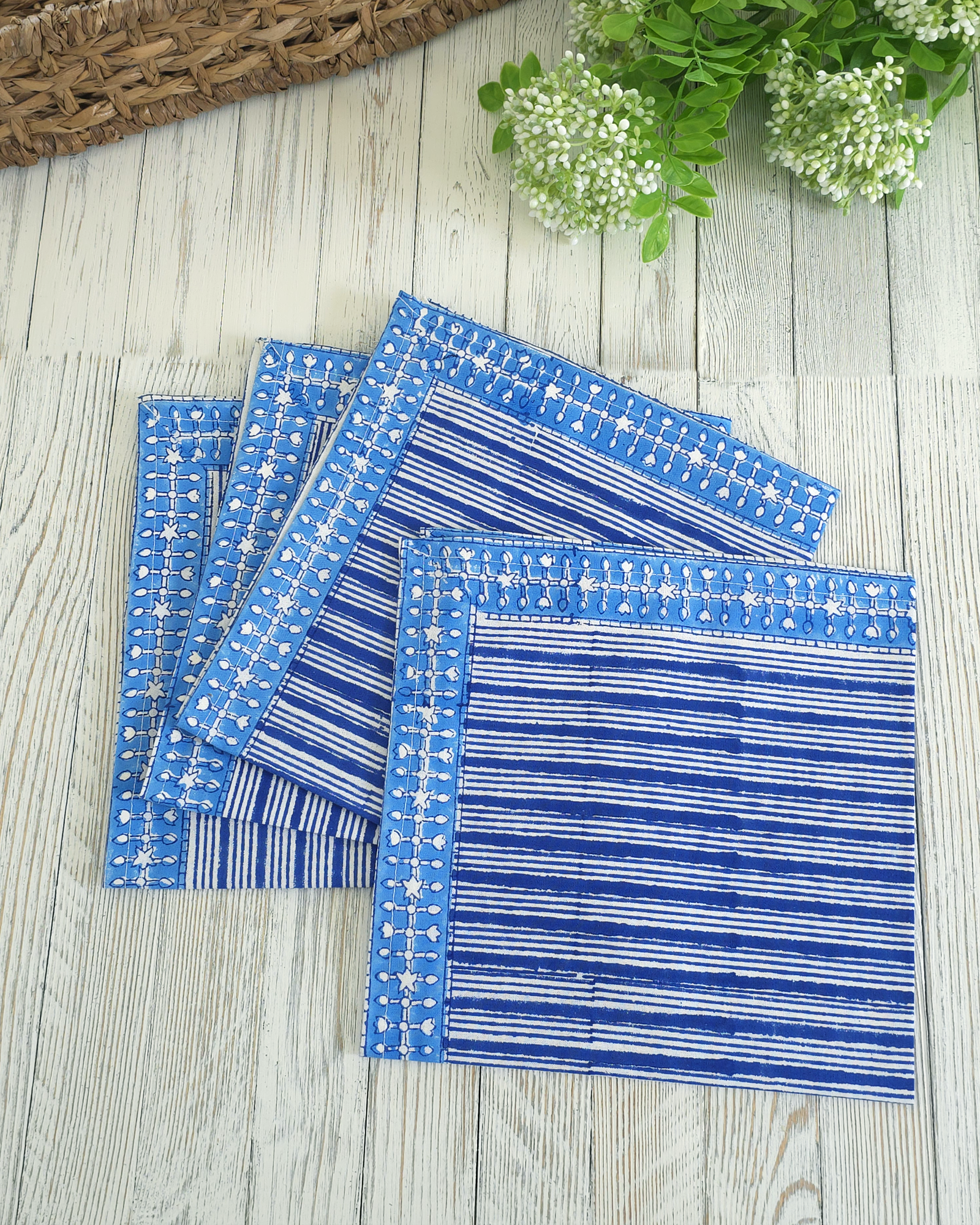 Breton Stripe Blue — Cotton Napkins (Set of 4)