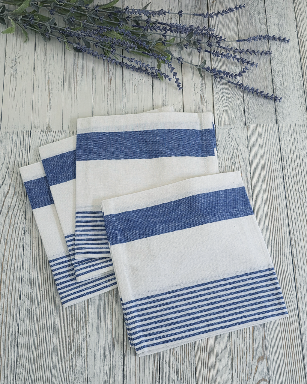 Everyday Blue Stripe — Cotton Napkins (Set of 4)
