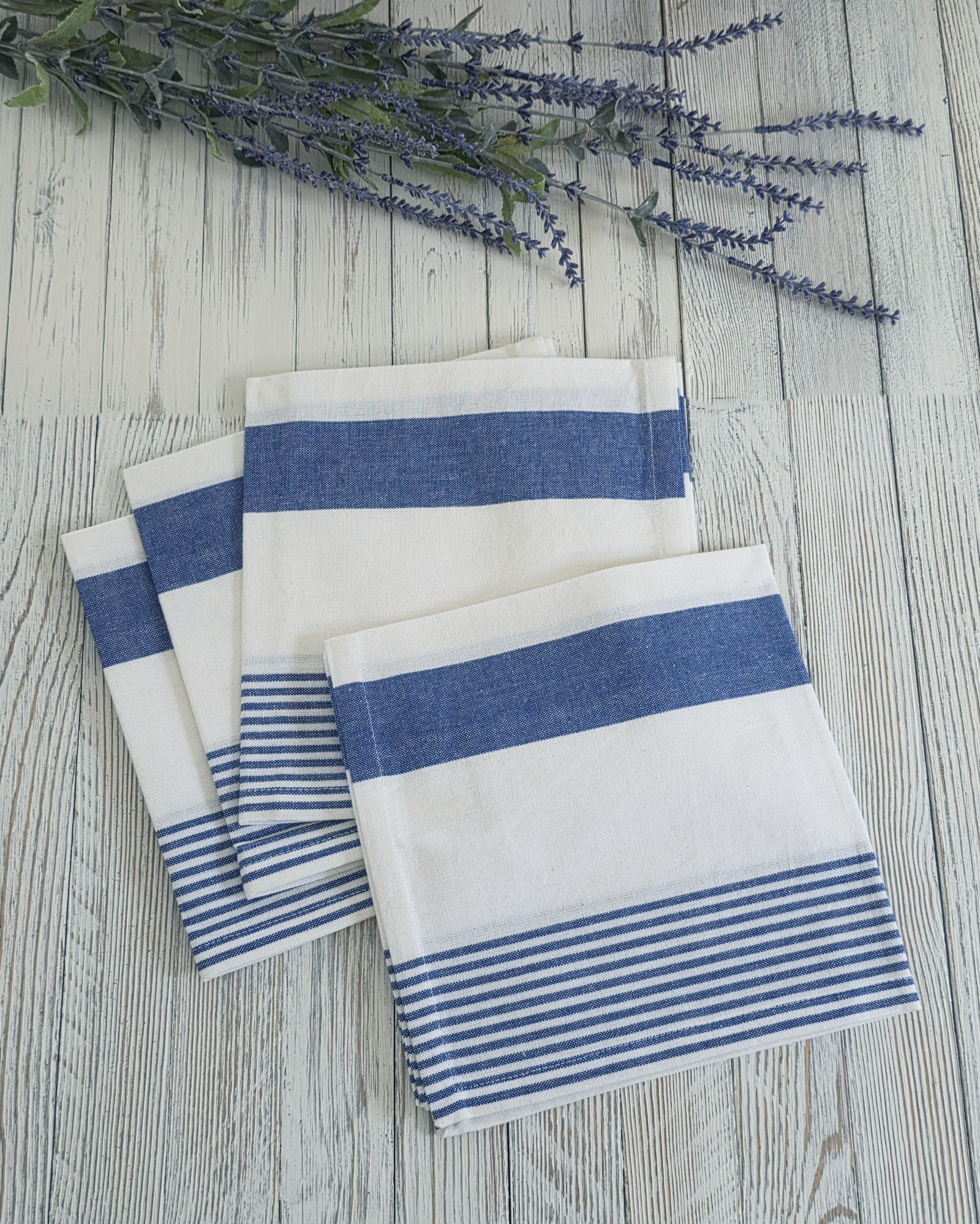 Everyday Blue Stripe — Cotton Napkins (Set of 4)